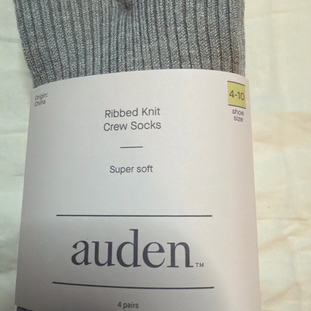 Women's Auden Ribbed Knit Super Soft Crew Socks, 4 Pack;‎ Shoe Sizes 4-10
